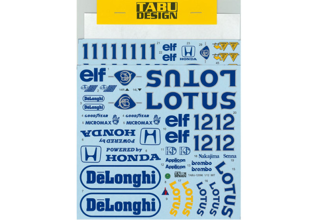 TABUデザイン 12096 1/12 Lotus 99T Full sponsor Decal 【メール便可】