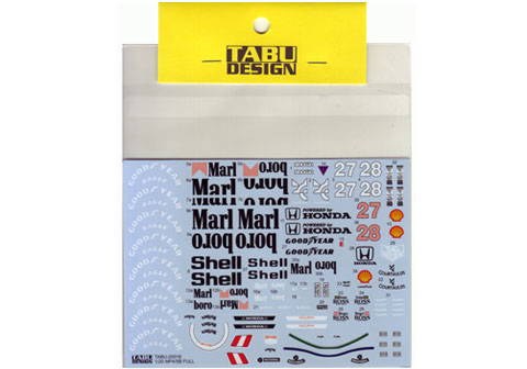 TABUデザイン 20015B 1/20 MP4/4 Full Sponsor Decal （for Tamiya） 【メール便可】