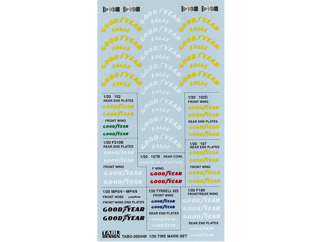 TABUデザイン 20034B 1/20 Tire Logo Decal 1988-1992/1993 （for Tamiya）【メール便可】