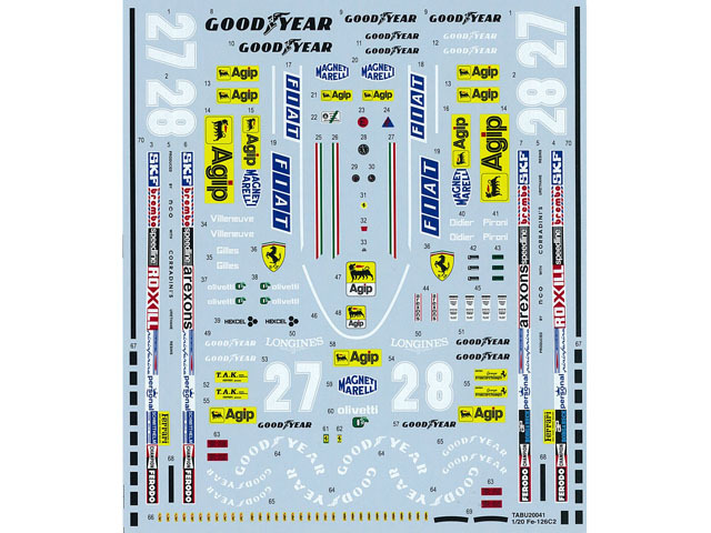 TABUデザイン 20041 1/20 Ferrari 126C2 Full Sponsor Decal (for Fujimi) 【メール便可】