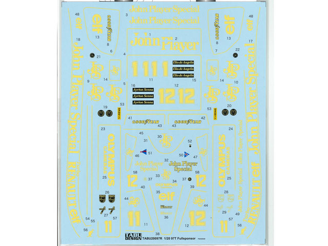 TABUデザイン 20097R 1/20 Lotus Type 97T Full Sponsorfor Decal (for Fujimi) 【メール便可】