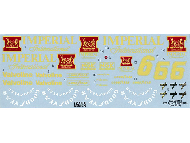 TABUデザイン 20103 1/20 ロータス 78 IMPERIAL デカール（タミヤ対応）【メール便可】
