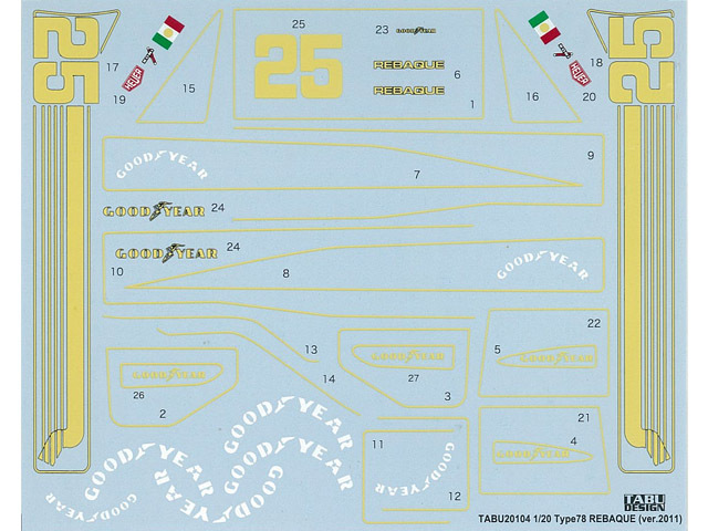 TABUデザイン 20104 1/20 ロータス 78 REBAQUE デカール（タミヤ対応）【メール便可】