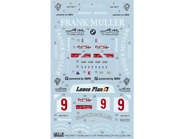 TABUデザイン 24047 1/24 マクラーレン F1-GTR FRANCK MULLER #9 Suzuka 1996 【メール便可】