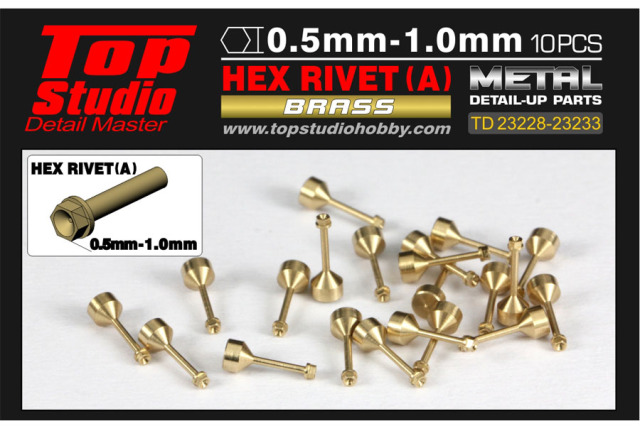 TOP STUDIO TD23233 1.0mm Hex Rivets (A) Brass 【メール便可】