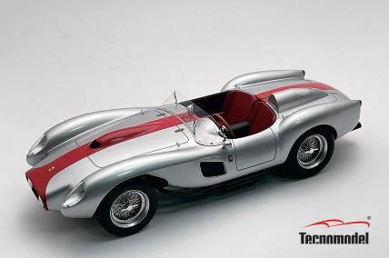** 予約商品 ** Tecno Model TM18-254M 1/18 Ferrari 250 TR Street version 1958 Metallic Silver / Red stripe