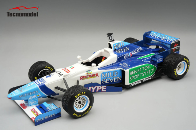 ** 予約商品 ** Tecno Model TM18-380B 1/18 Benetton B196 Spanish GP 1996 #4 Gherard Berger (Rain Tires)