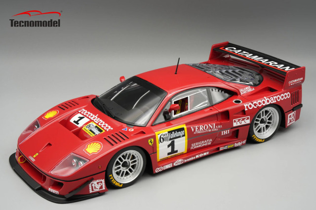 ** 予約商品 ** Tecno Model TM18-429C 1/18 Ferrari F40 LM 1996 6H Vallelunga Gold Cup Driver A. Schiattarella / L.Dalla Noce (Open Rear Hood)