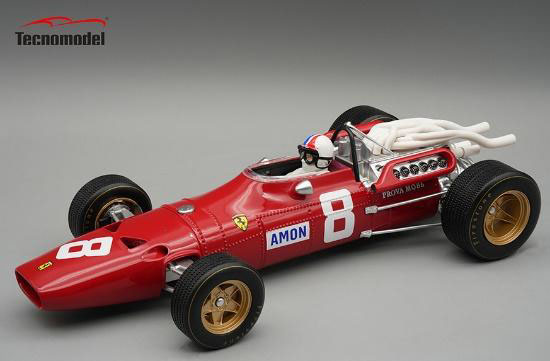 ** 予約商品 ** Tecno Model TMD18-314B 1/18 Ferrari 312 F1-67 German GP 1967 #8 C. Amon (with Figure)