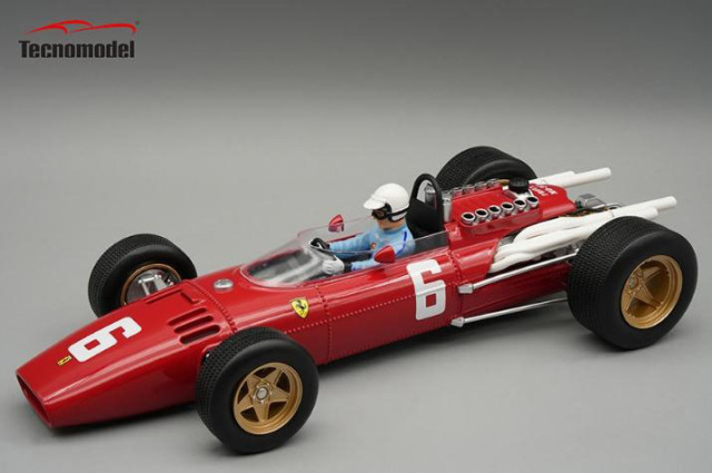 ** 予約商品 ** Tecno Model TMD18-318A 1/18 Ferrari 312 F1 Italian GP 1966 #6 Winner Ludovico Scarfiotti (with Figure)