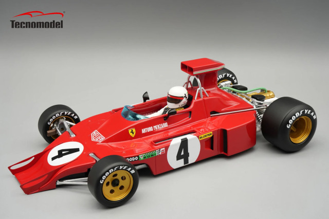 ** 予約商品 ** Tecno Model TMD18-412D 1/18 Ferrari 312B3-73 Watkins Glen GP 1973 Arturo Merzario (with Figure)