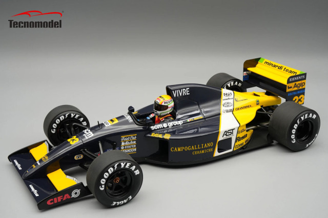** 予約商品 ** Tecno Model TMD18-471C 1/18 Minardi M191 U.S.A.GP 1991 #23 Pierluigi Martini (with Figure)