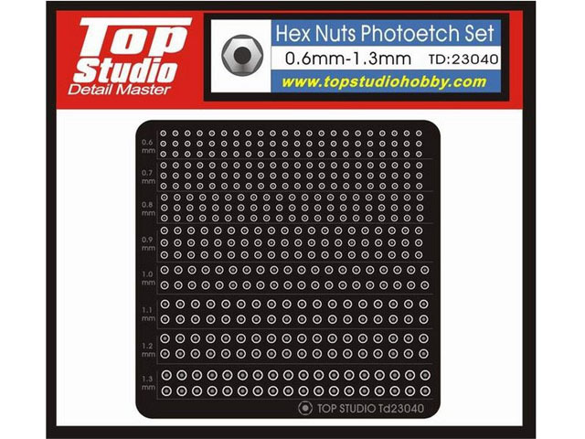 TOP STUDIO TD23040 Hex Nuts Photoetch set (0.6mm-1.3mm)【メール便可】