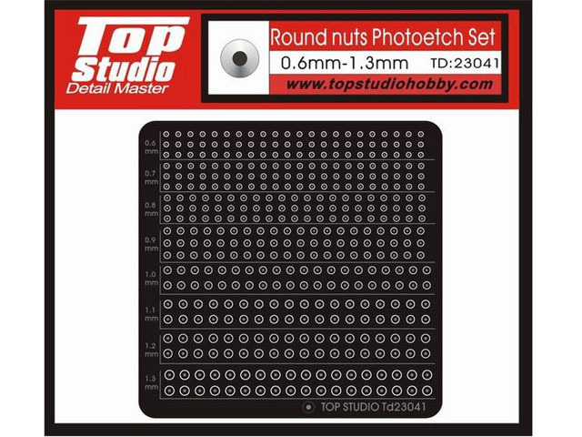TOP STUDIO TD23041 Round nuts Photoetch set (0.6mm-1.3mm)【メール便可】