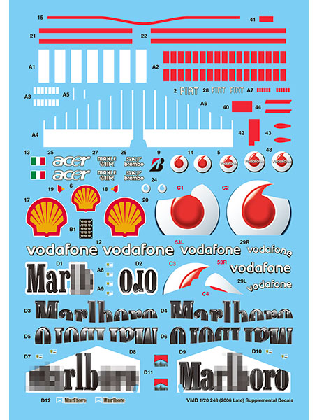 Vector One Decals D20-006 1/20 Ferrari 248 F1 2006 【メール便可