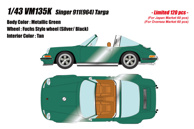 ** 予約商品 ** VISION VM135K Singer 911(964) Targa Metallic Green Limited 120pcs