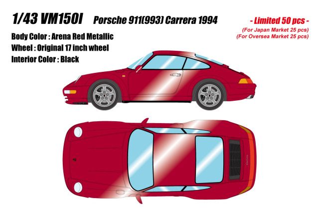 ** 予約商品 ** VISION VM150I Porsche 911(993) Carrera 1994 Arena Red Metallic Limited 50pcs