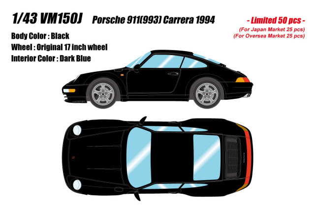 ** 予約商品 ** VISION VM150J Porsche 911(993) Carrera 1994 Black Limited 50pcs