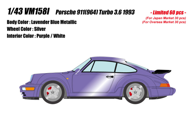 ** 予約商品 ** VISION VM158I Porsche 911(964) Turbo 3.6 1993 Lavender Blue Metallic Limited 60pcs