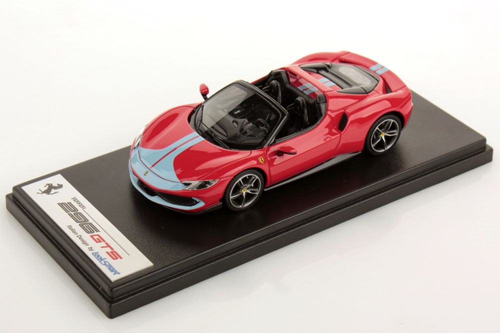LOOKSMART LS538F 1/43 Ferrari 296GTS Rosso Scuderia /Assetto Fiorano (Azzurro La Plata)