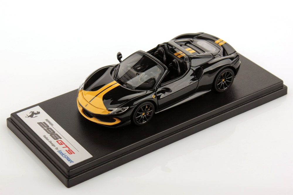 LOOKSMART LS538I 1/43 Ferrari 296GTS Nero Daytona /Assetto Fiorano (Giallo Modena)