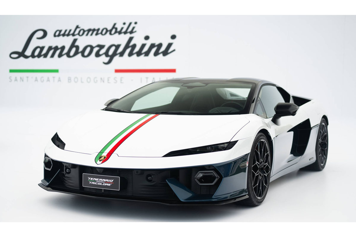 ** 予約商品 ** LOOKSMART LS555TRI 1/43 Lamborghini Temerario Bianco Monocerus / Blu Marinus with Italian Stripe