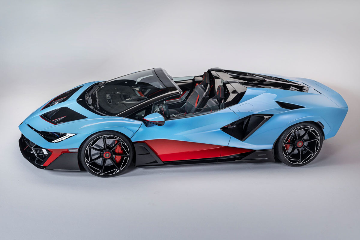** 予約商品 ** LOOKSMART LS581 1/43 Lamborghini Fenomeno Roadster - Blu Cepheus / Rosso Mars
