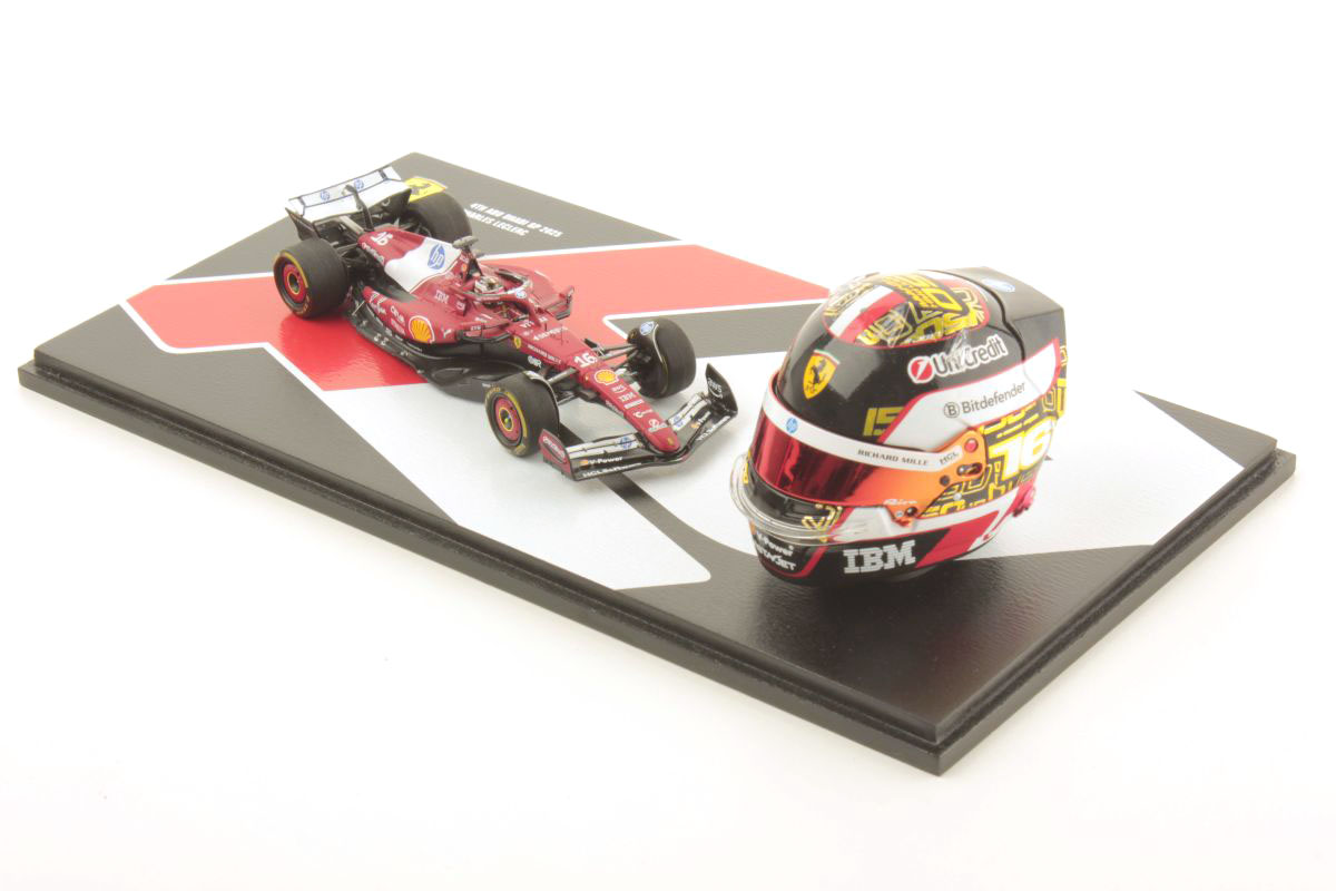 ** 予約商品 ** LOOKSMART LSSET02 Abu Dhabi GP 2025 Charles Leclerc 1/43 Ferrari SF-25 & 1/5 Helmet set