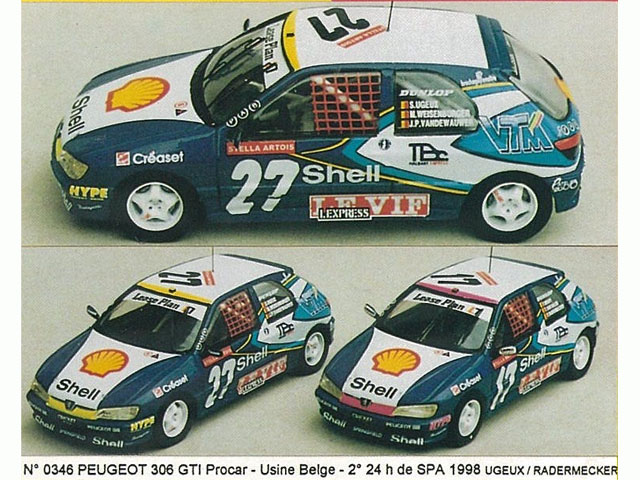 MINI Racing 346 Peugeot 306 GTI Procar Belge SPA 98 n.17/27