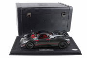 BBR - Almost Real 1/18 Pagani Zonda F (Diecast full open) Gloss carbon Black with red stripe - SPECIAL PACK