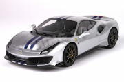 ** 予約商品 ** BBR HE180055BDIE 1/18 Ferrari 488 Pista Argento Nurburgring with Blue stripe (Diecast Full Open)（ケース付）