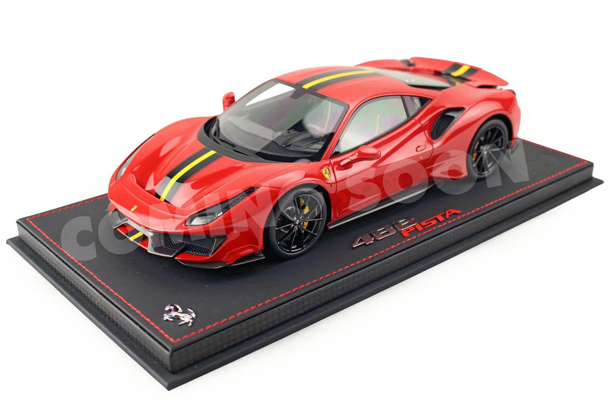 ** 予約商品 ** BBR P18145A7 1/18 Ferrari 488 PISTA Rosso Corsa / Carbon wheels / Yellow stripe Limited 88pcs（ケース付）
