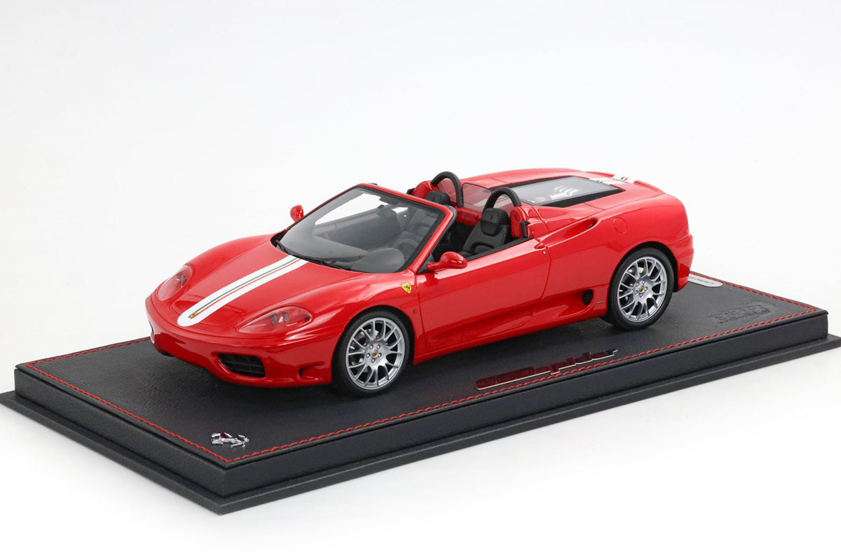 BBR P18233A1V 1/18 Ferrari 360 Modena Spider Automatic Gear (Challenge Back Grid) Rosso Corsa - Italian stripe （ケース付）