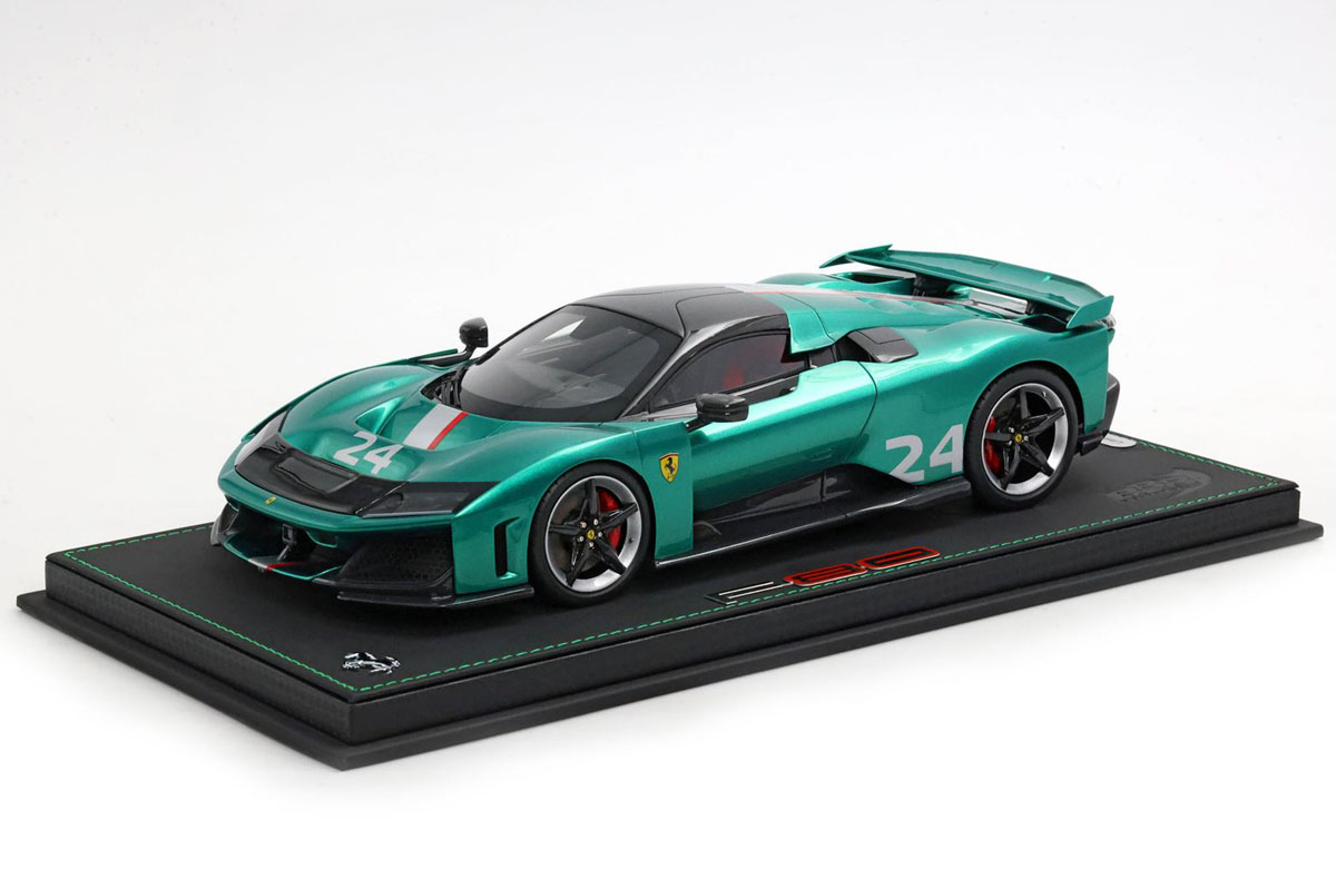 ** 予約商品 ** BBR P18253FV 1/18 Ferrari F80 Optional carbon Race n.24 Green Jewel - Bicolor Carbon/Silver wheels Limited 24pcs（ケース付）
