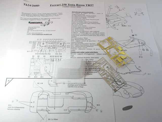 RENAISSANCE TK24/268d 1/24 フェラーリ 250 TR57　右ハンドル用エッチングパーツ　