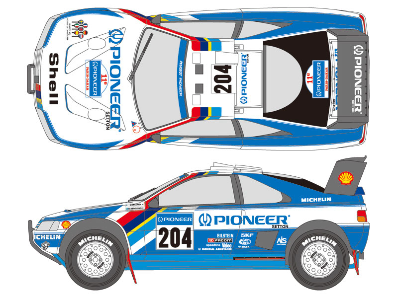 ** 予約商品 ** SHUNKO D140 1/24 Peugeot 405T16 Pioneer 1989 Decal set (for Tamiya) 【メール便可】