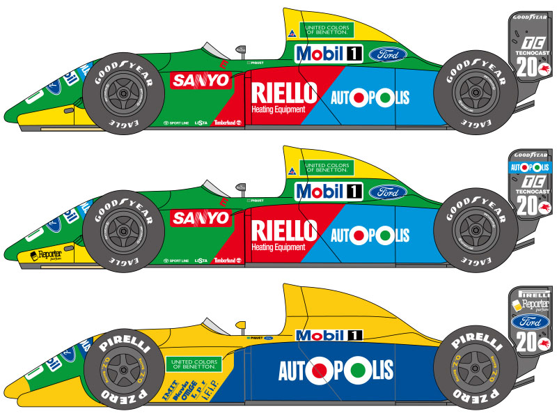 ** 予約商品 ** SHUNKO D180 1/24 Benetton B190 & B190B Decal set (for Hasegawa) 【メール便可】
