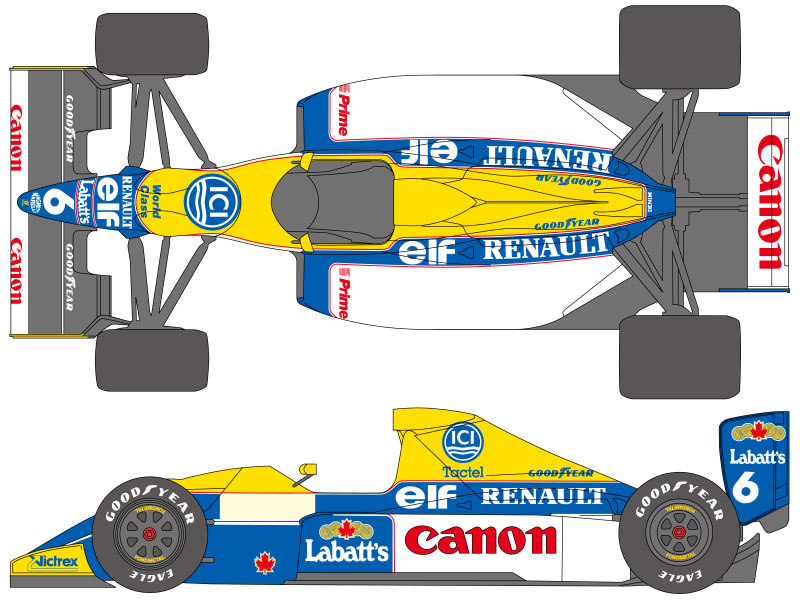 SHUNKO D287 1/20 Williams FW13B 1990 Decal set (for Tamiya