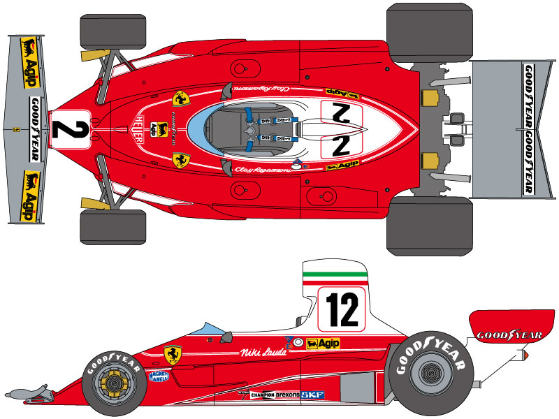 SHUNKO D475 1/12 Ferrari 312T 1975-76 Decal set (for Tamiya