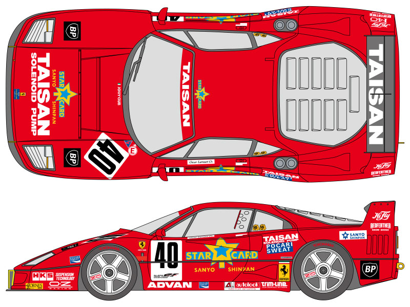 SHUNKO D527 1/24 Ferrari F40 TAISAN Starcard #40 1994 Mine Decal set (for Tamiya) 【メール便可】
