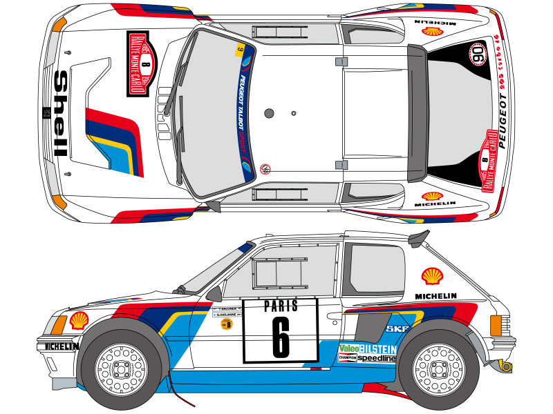 ** 予約商品 ** SHUNKO D535 1/24 Peugeot 205T16 1985 Monte carlo Decal set (for Tamiya) 【メール便可】