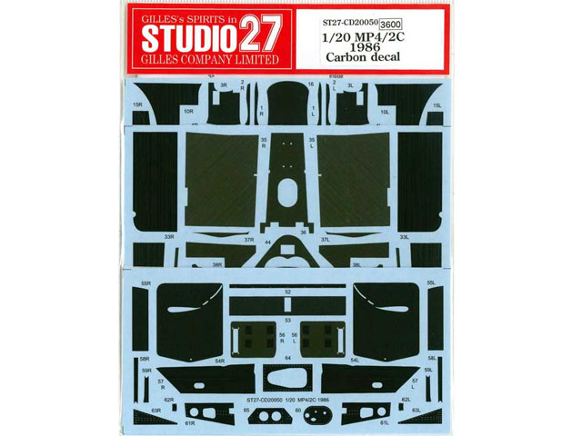 STUDIO27デカール CD20050 1/20 McLaren MP4/2C 1986 Carbon Decal (for Nunu) 【メール便可】