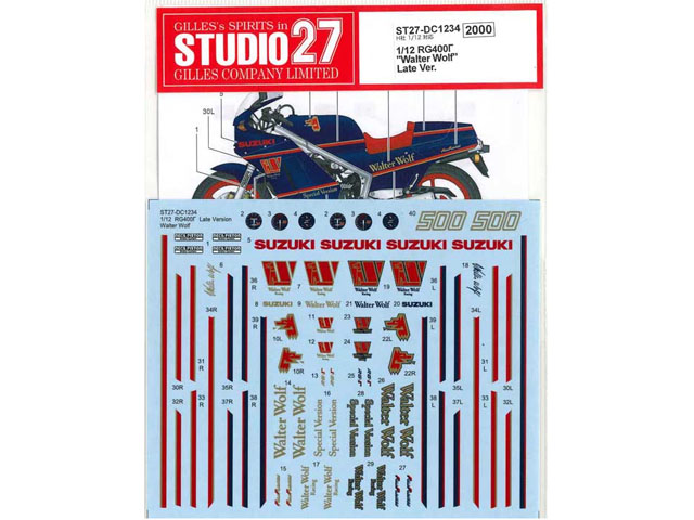 STUDIO27デカール DC1234 1/12 Suzuki RG400 Gamma Late version Walter Wolf decal for Hasegawa 【メール便可】