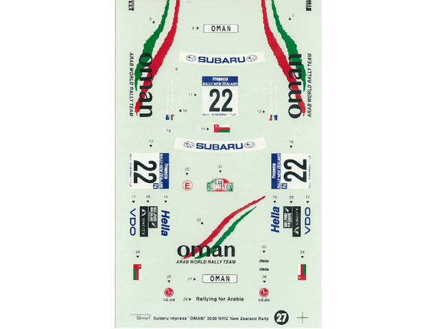 STUDIO27デカール DC375 1/24 SubaruImprezaWRX"oman"ニュージーランド'00&H社ImprezaWRX対応【メール便可】