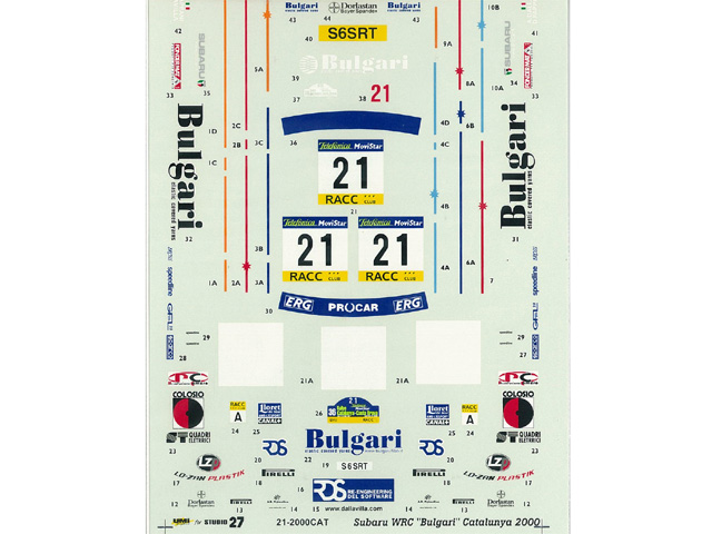 STUDIO27デカール DC404 1/24 SubaruImprezaWRC"Bulgari"カタロニア'00 T社ImprezaWRC新井仕様対応【メール便可】