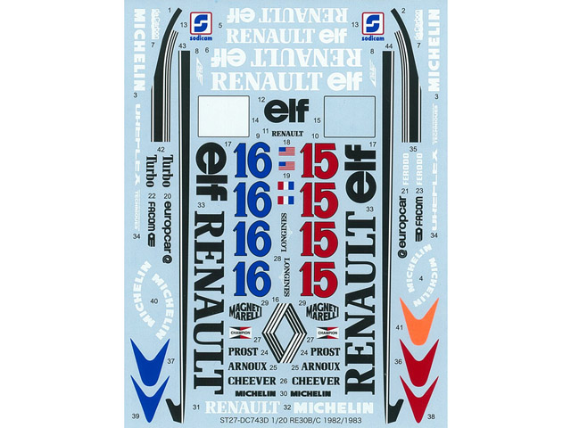 STUDIO27デカール DC743D 1/20 Renault RE30B/30C 1982/83 Decal for Tamiya 【メール便可】