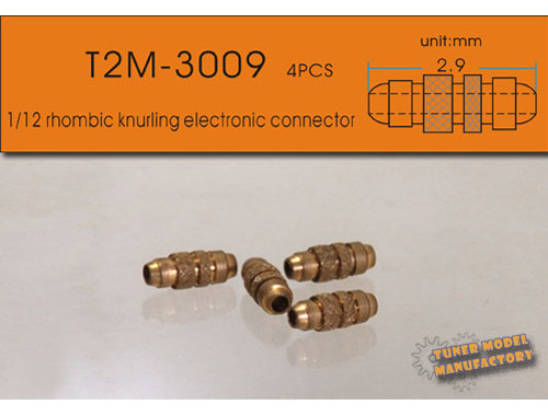 T2M3009　1/12 rhombic knurling electronic connector（4個入り）【メール便可】