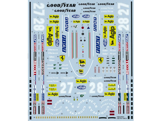 TABUデザイン 20041 1/20 Ferrari 126C2 Full Sponsor Decal (for Fujimi) 【メール便可】