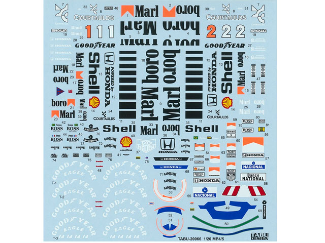 TABUデザイン 20066 1/20 McLaren MP4/5 Full Sponsor Decal (for