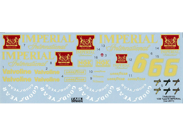 TABUデザイン 20103 1/20 ロータス 78 IMPERIAL デカール（タミヤ対応）【メール便可】